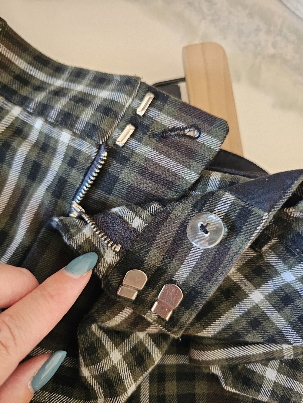 Free People Plaid Jules Pants Green Plaid Wide-Leg Trousers - Picture 12 of 14